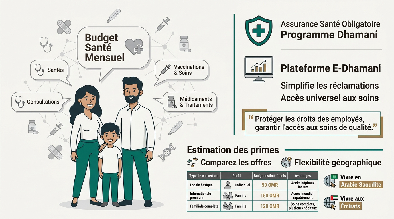 Tableau comparatif des budgets d'assurance santé à Oman pour expatriés