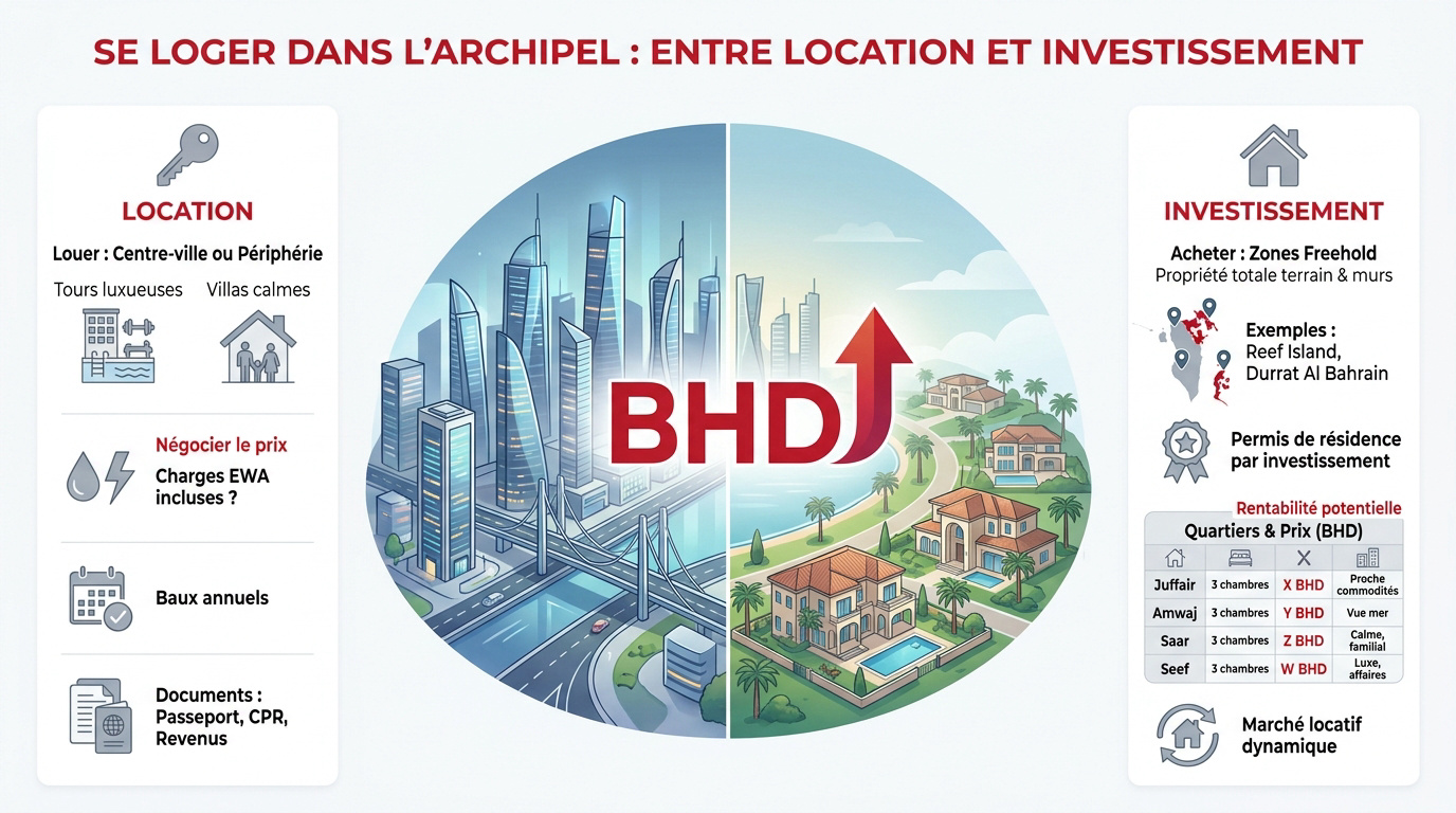 Immobilier moderne à Bahreïn avec vue sur mer