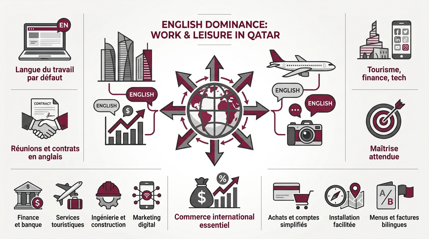 Expatrié musulman travaillant sur un ordinateur à Doha dans un environnement moderne