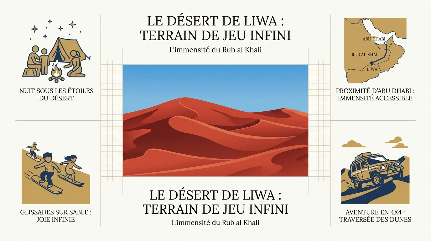 Dunes de sable rouge géantes dans le désert de Liwa aux Émirats arabes unis