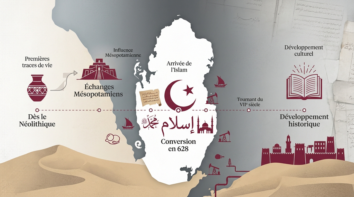Vestiges historiques et archéologiques du Qatar illustrant son patrimoine millénaire