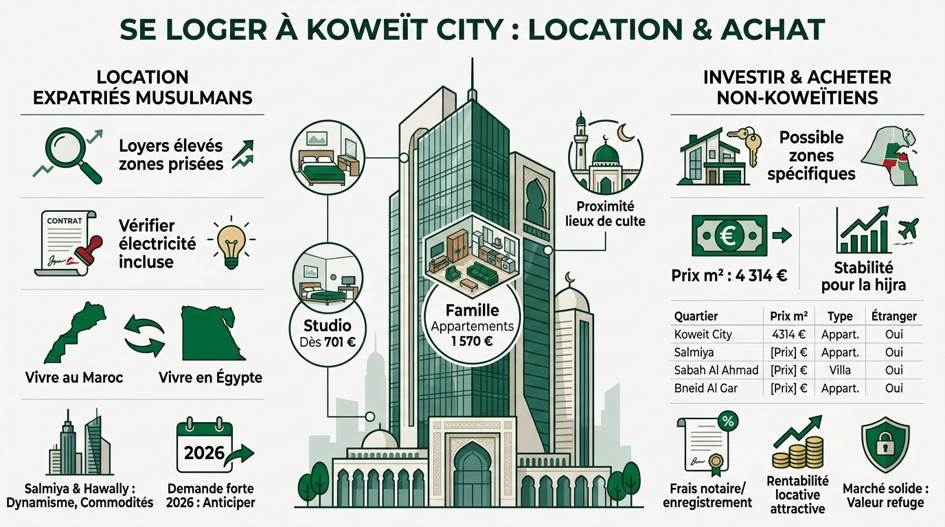 Immeubles résidentiels modernes à Koweït City pour expatriés
