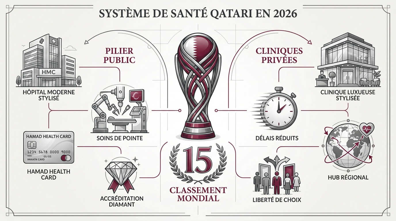 Hôpital moderne au Qatar illustrant le classement mondial du système de santé