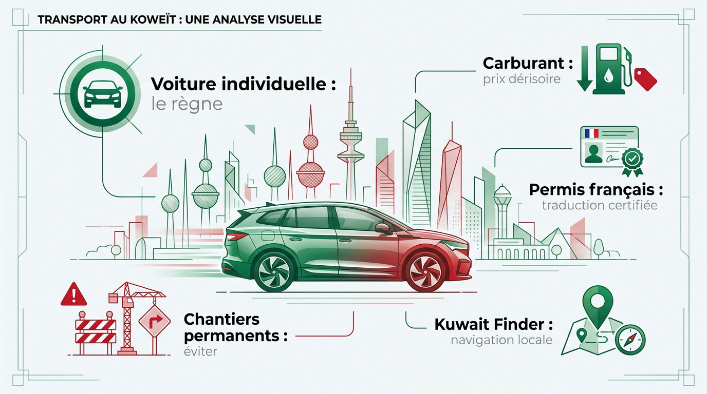 Réseau routier moderne et circulation urbaine au Koweït