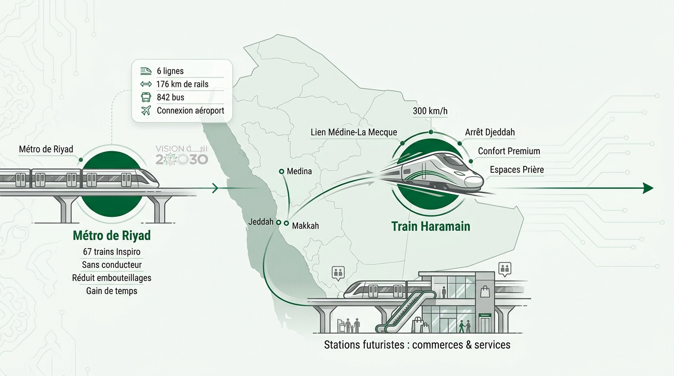 Infrastructures de transport moderne en Arabie saoudite dans le cadre de la Vision 2030