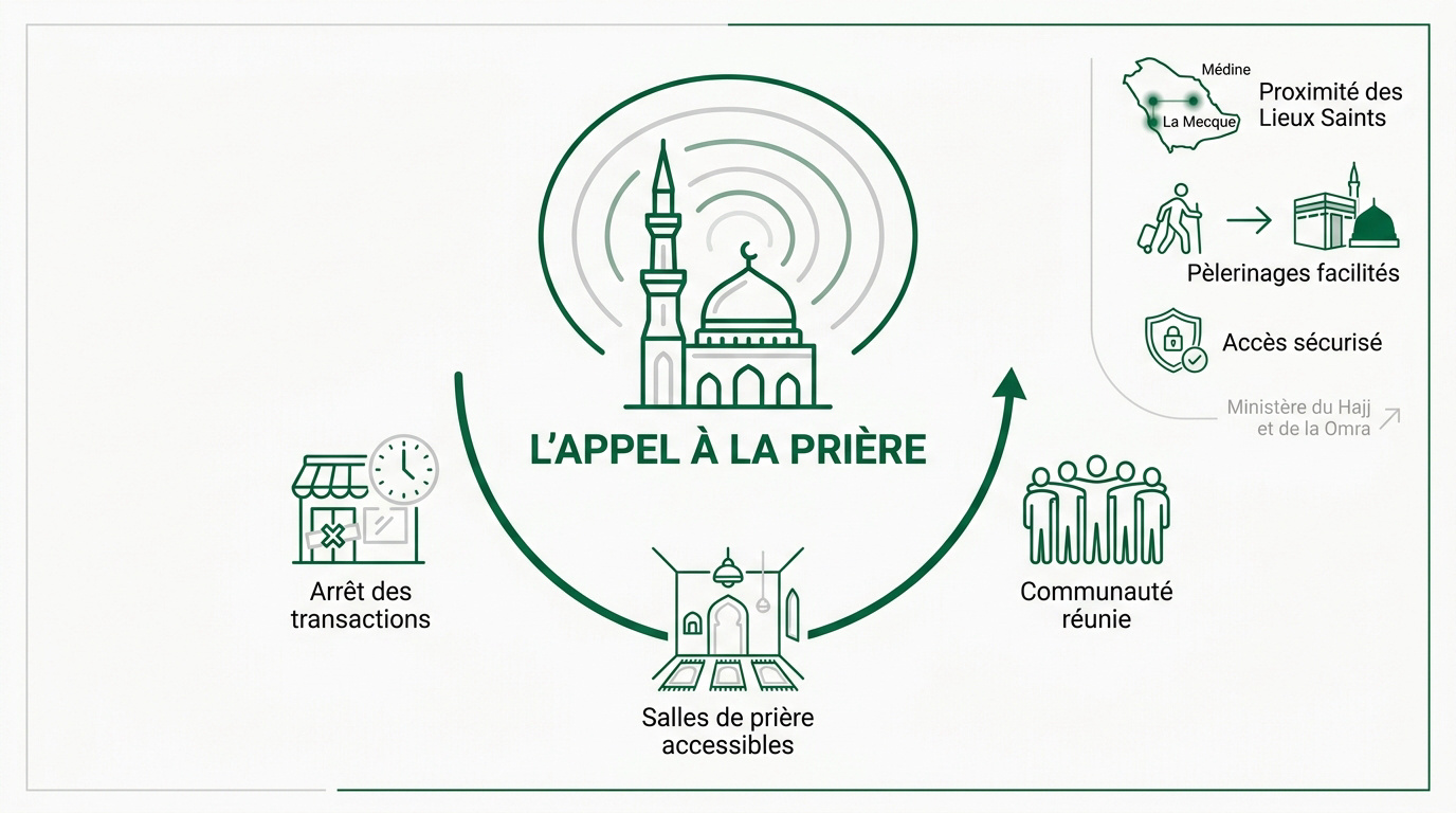 Fidèles en prière devant une mosquée en Arabie saoudite
