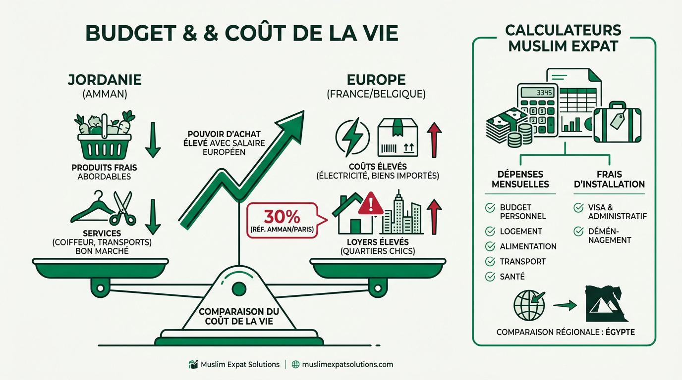 Comparaison du coût de la vie entre la Jordanie et l'Europe pour une expatriation réussie