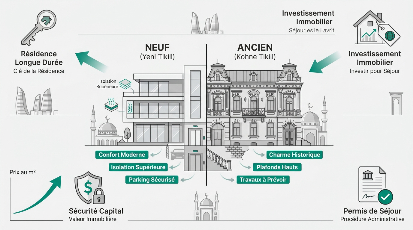 Comparaison entre immobilier neuf et ancien pour un investissement en Azerbaïdjan