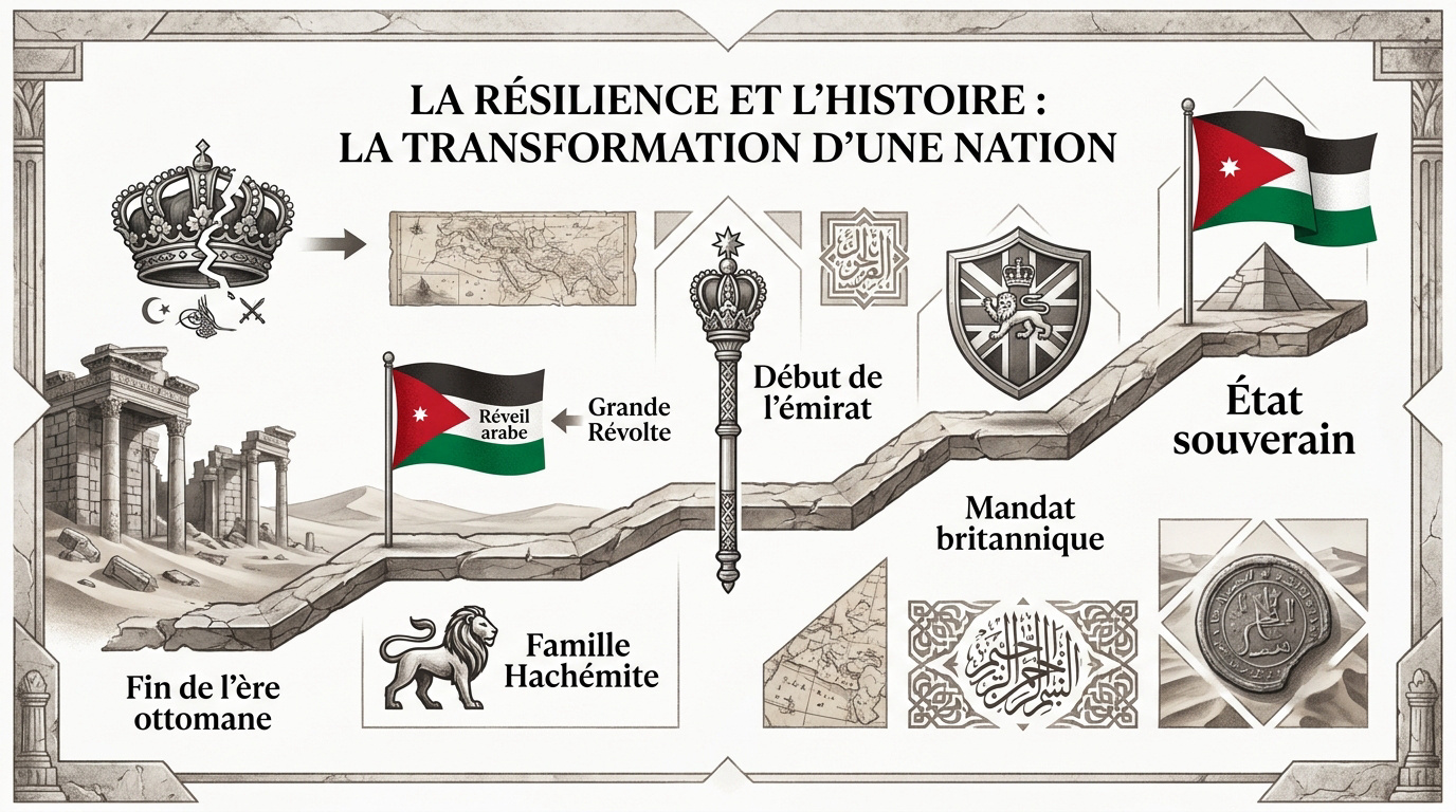 Représentation historique de la transition politique en Jordanie