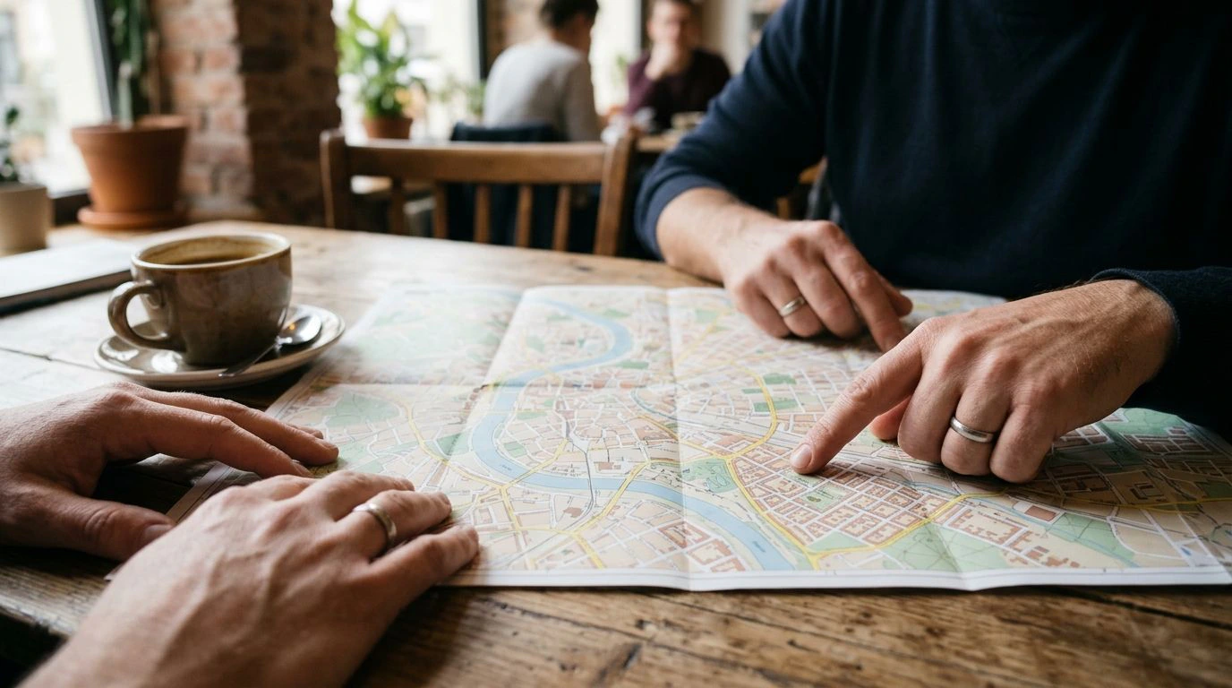 Logement en Bosnie : repérage d'un quartier résidentiel sur un plan de ville