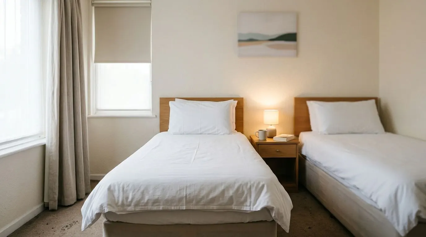 Prix du hajj : chambre d'hôtel simple avec lits individuels pour pèlerins