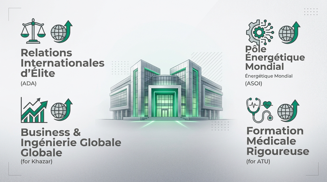 Étudiants sur le campus moderne d'une université d'excellence en Azerbaïdjan